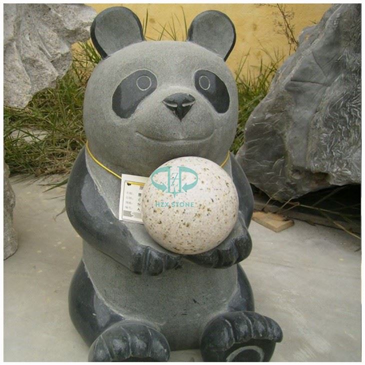 Černá žulová kámen Panda Socha Graden