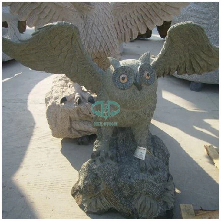 Black Granite Stone Panda Sculpture of Graden