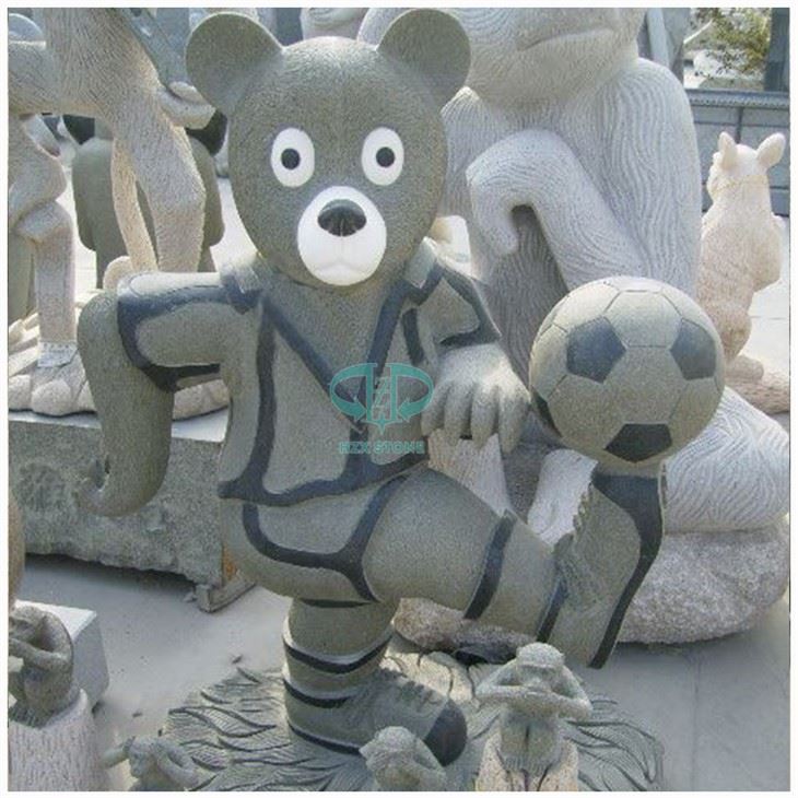 Black Granite Stone Panda Sculpture of Graden