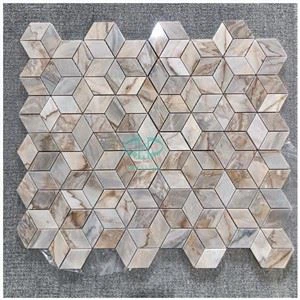 Hnědá mramorová kosočtverečná 3D mozaiková dlaždice